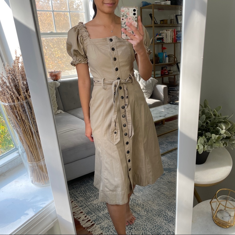 Marissa Webb Puff Sleeve Canvas Dress